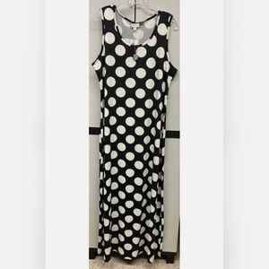 NWT Lularoe Dani LG Polka Dot Black and White Floor Length Dress Super Versatile